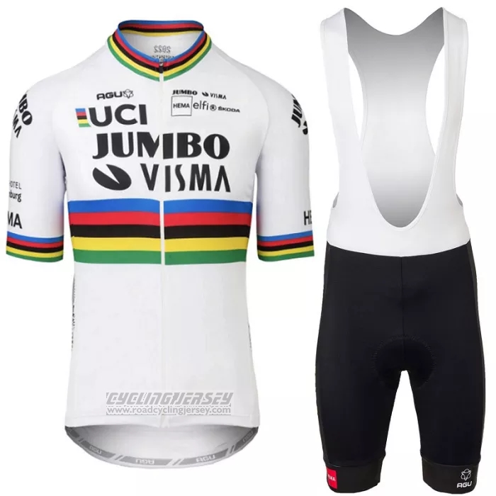 2022 Cycling Jersey Jumbo Visma White Short Sleeve and Bib Short